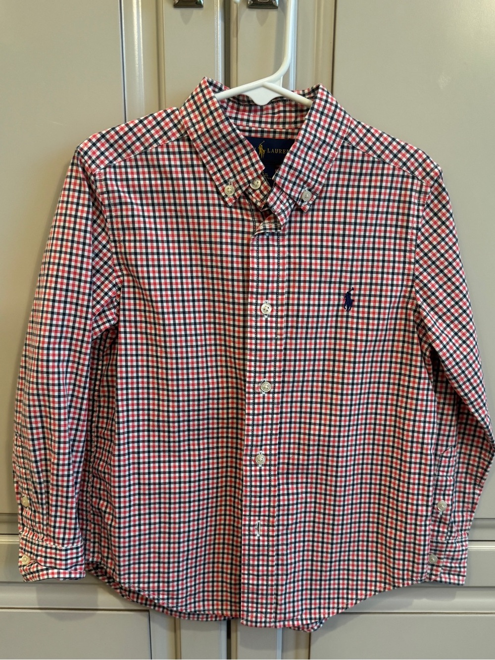 Ralph Lauren Red and Blue Check Button-Down Shirt
